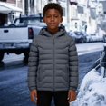 thumbnail image 4 of XIMIN Kids Boys Quilted Lined Hooded Puffer Jacket Quilted Winter Windproof Long Sleeve Padded Down Coat Water-Resistant Full Zip Bubble Jackets Warm Outerwear, 4 of 8