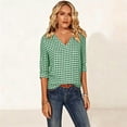 thumbnail image 6 of Kezqiaxn Womens Tops Summer Checkered Short Sleeve V-Neck Yoga Y2K Shirts Blouses for Women Dressy Casual Fashion Clothing, 6 of 7
