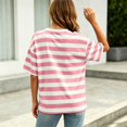 thumbnail image 2 of Jamsmile Women T-Shirts Striped Print Loose Fit Short Sleeve Summer Tee Shirts Tops Casual Oversize Basic Baggy Loose Tops, 2 of 2