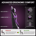 thumbnail image 3 of Soontrans Gaming Chair with Footrest, Ergonomic Lumbar Massage Pillow Chair, PU Leather Office Chair, Purple, 3 of 9