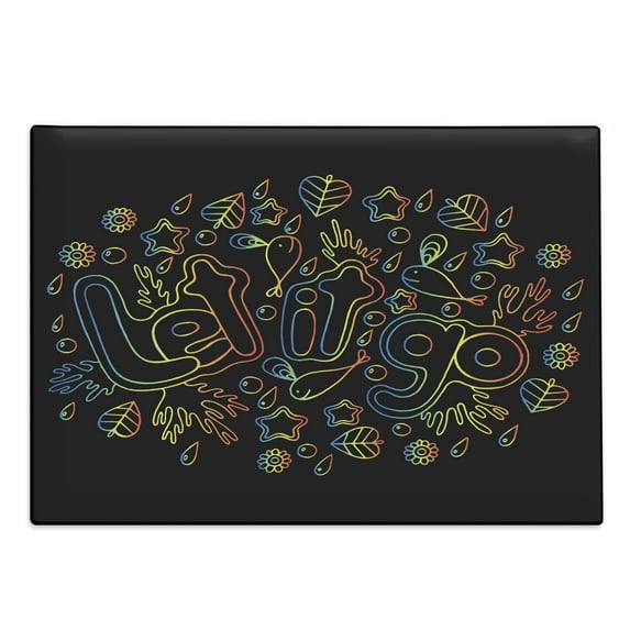 Let It Go Cutting Board, Outline Design in Color Transitions Artwork on Dark Backdrop, Decorative Tempered Glass Cutting and Serving Board, in 3 Sizes, by Ambesonne