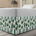 thumbnail image 1 of Succulent Bed Skirt, Exotic Cactus Houseplants Aztec Ornaments Pattern Bohemian Garden Art, Elastic Bedskirt Dust Ruffle Wrap Around for Bedding Decor, 4 Sizes, Forest Green and White, by Ambesonne, 1 of 2