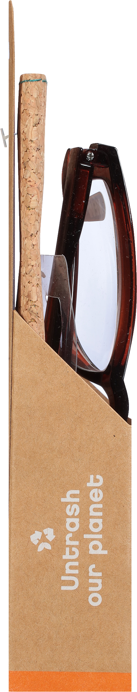 B.E Bio Eyes Mens Rectangular Reading Glasses Made from Recycled Plastic Zera +2.50 in Brown
