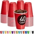 thumbnail image 5 of DecorRack 40 Count Red Disposable Plastic Cups, 12 fl oz Party Drinking Cups, Recyclable & Durable, Red (Pack of 40), 5 of 8