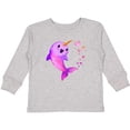 thumbnail image 3 of Inktastic Valentine's Day Cute Pink Narwhal with Hearts Boys or Girls Long Sleeve Toddler T-Shirt, 3 of 5