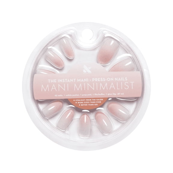 Olive & June Instant Mani Minimalist Oval Medium Press-On Nails, Rose Shimmer, 42 Pieces