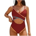 thumbnail image 2 of Bzhegqhd Sexy Womens Bathing Suits,Fashion Women Summer Solid Color with Chest Cushion and No Steel Support Sexy Backless Strap Bikini Swimsuit, 2 of 5