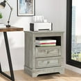 thumbnail image 5 of Nightstand with Charging Station, Farmhouse Night Stand with 2 Drawers, Bedside Cabinet for Bedroom, End Table Side Table with Storage (1, Ancient Grey), 5 of 8