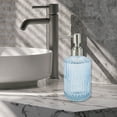 thumbnail image 6 of 1 Pc Simple Vertical Lines Soap Pump Dispenser for Bath 450ml Clear Blue Silver Tone, 6 of 6