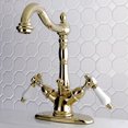 thumbnail image 2 of Kingston Brass KS1432BPL Bel-Air Two-Handle Bathroom Faucet with Brass Pop-Up and Cover Plate, Polished Brass, 2 of 4