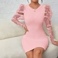thumbnail image 4 of BangWanChi Work Dresses for Women Dresses for Women Beach Dresses for Women Vacation Fashion Women Summer Casual V-Neck Long Sleeve High Waist Mini Dress, 4 of 9