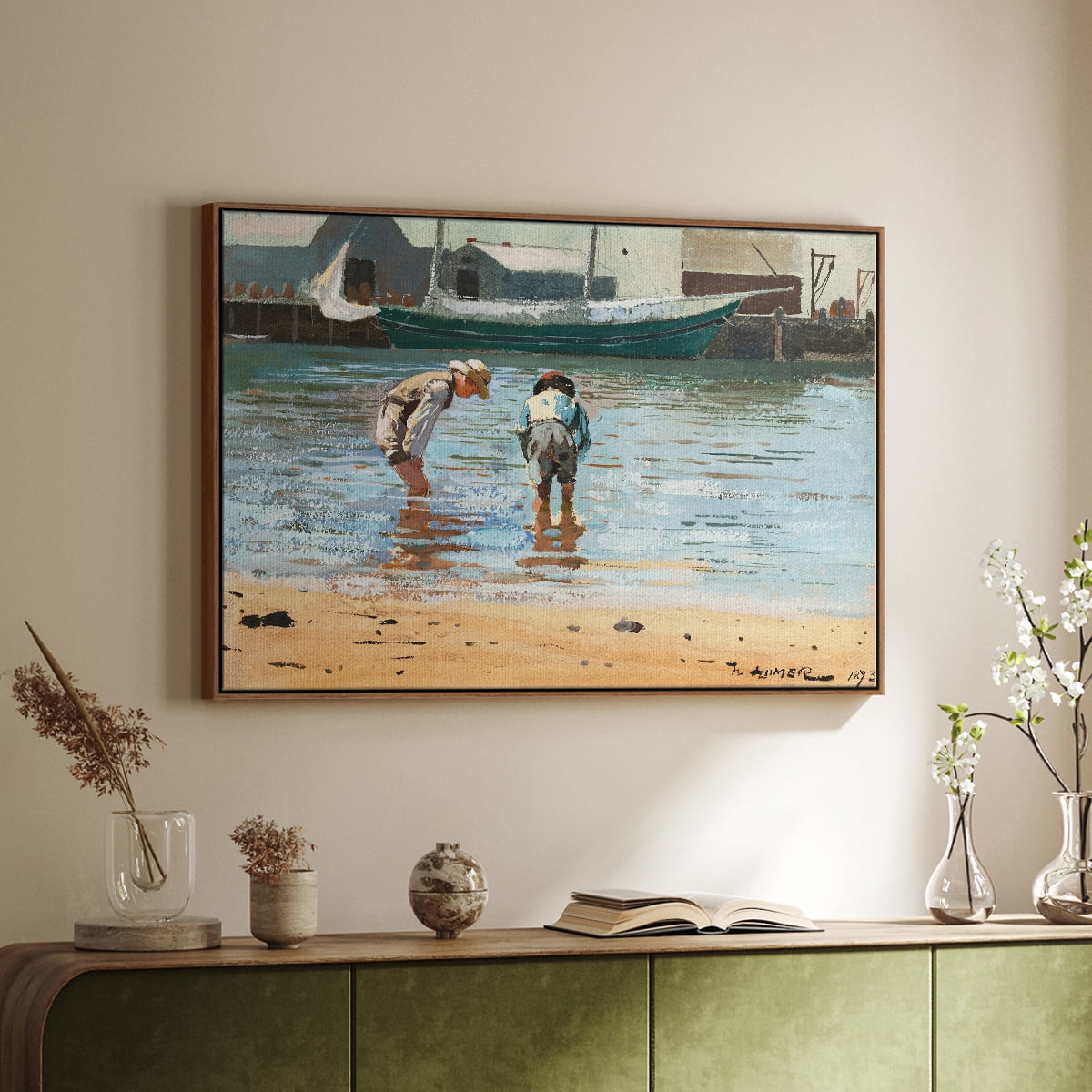 Vintage Landscape-CVII By Wexford Home Framed in Walnut Wood Gallery Wrapped Canvas 25 in. x 37 in.