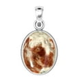 thumbnail image 2 of 925 Sterling Silver Pendant Natural Garnet In Limestone Handmade Jewelry, 2 of 8