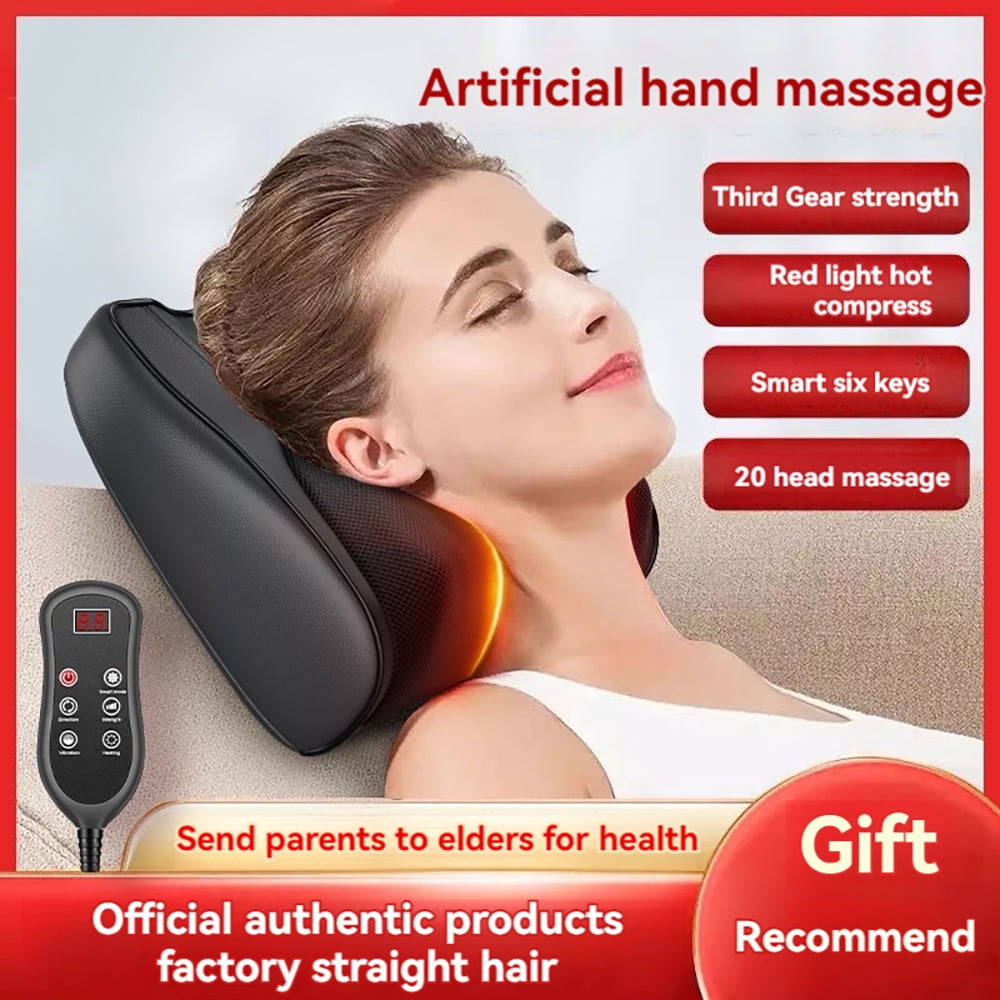 Admbm Neck Massager Pillow w/ Heat & Red Light Therapy, Curved Neck Kneading Massage w/ Heat and Remote Control (1 Piece)
