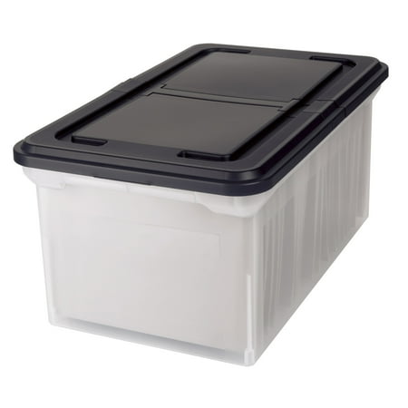 UPC: 0735854961299 | Office Depot Stackable File Tote Box  Letter Size  14 1/4in. x 23 3/8in. x 10 7/8in.  Black/Clear  139732