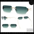 thumbnail image 2 of Womens Rimless Rectangle Serpent Jewel Hinge Metal Rim Sunglasses Gold - Green, 2 of 8