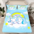 thumbnail image 2 of Feelyou Blue Cartoon Unicorn Queen Sheet Sets for Teens, Cute Magic Animal Flat Sheet, Mystic Stars Rainbow Queen Fitted Sheet, Microfiber Bedroom Decor, 4-Piece, 2 of 7