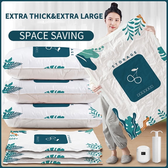 mfyjkho Vacuum Storage for, Extra Large Reusable for Travel, Space Saving Storage with Hand Pump for Blankets, Comforters, and Bedding, 6 Pack