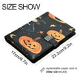 thumbnail image 3 of 9.2x6.7 inch Leather Notebook 100 Sheets, Multi-Pocket Design & Pen Loop Halloween Pumpkin and Witch Refillable Journal Organizer, 3 of 6