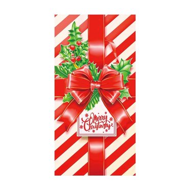Christmas Door Cover Curtain Decoration For Festive Home Decor Front Doors And Walls With Easy Rope Hanging And Durable Polyester Fabric Bow Pattern To Create Festive Atmosphere