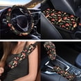 thumbnail image 3 of Uorisanigo Mushroom Design Car Seat Cover Full Set, with Steering Wheel Cover Center Console Pad Headrest Gear Shift Covers Handbrake Seat Belt Shoulder Pad Drink Coasters Set Key Chains Car Decor, 3 of 7
