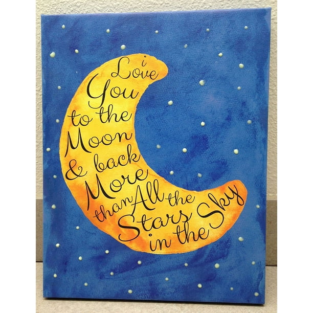 Adorable I Love You To The Moon And Back With Glow In The Dark Stars Children S Room Decor One 11x14 Hand Stretched Canvas Walmart Com Walmart Com