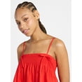 thumbnail image 4 of No Boundaries Cotton Poplin Smocked Mini Dress with Tie Straps, Women's XXS-XXL, 4 of 5