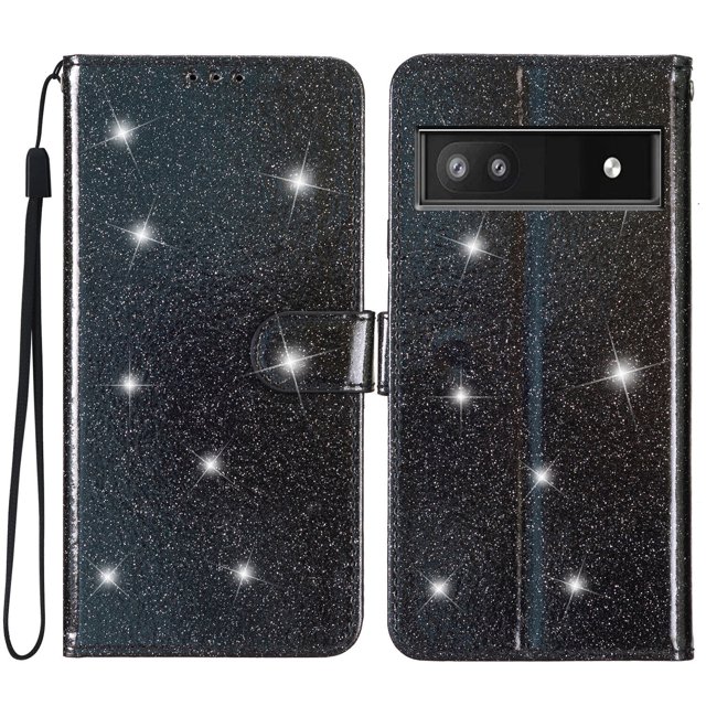 Compatible avec Google Pixel 6 Pro Étui Portefeuille Scintillant à Paillettes avec Étui à Rabat à Poche pour Carte