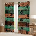 thumbnail image 2 of Homewish Rustic Farmhouse Lodge Kitchen Curtains,Retro Dog Paw Print Black Out Curtains Pack of 2 (42x63 Each),Brown Green, 2 of 6