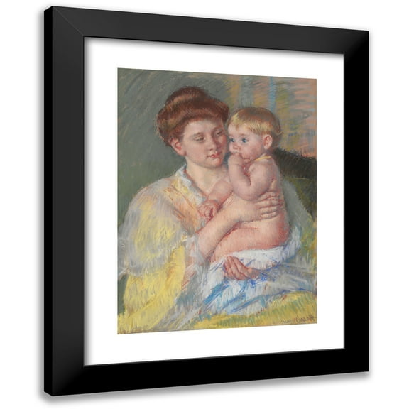 Mary Cassatt 11x14 Black Modern Framed Museum Art Print Titled - Baby John with Forefinger in His Mouth (1910)