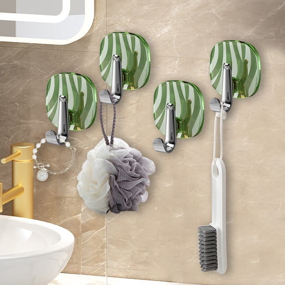 Nkmbld Large Adhesive Hooks for Hanging Heavy Duty, Plastic Adhesive Hook Strong Load-Bearing Hangers for Keys, Bathroom, Kitchen, Home Improvement, Green
