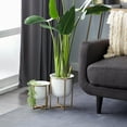 thumbnail image 3 of CosmoLiving by Cosmopolitan White Metal Dome Indoor Outdoor Planter with Gold X-Shaped Stands, Set of 2 12", 10"H, 3 of 14