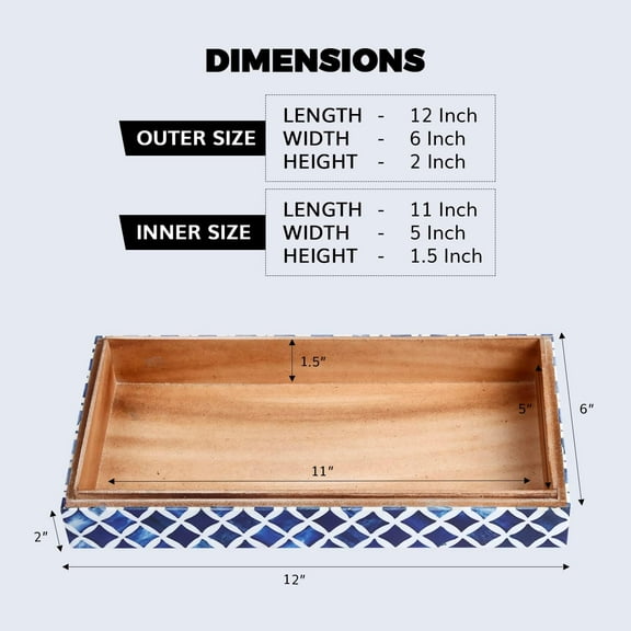 Large Decorative Storage Box with Lid – 12x6x5” Coffee Table Organizer, Keepsake- Decorative Boxes for Home Decor, Stylish Decorative Box for Office Decor- Blue White Star