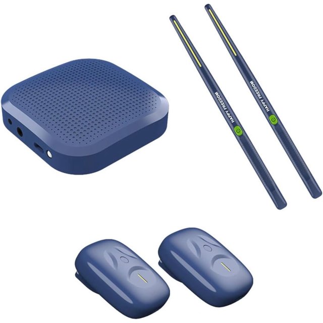 Electronic Drum Set, Portable Somatosensory Air Drum Kit, with Pedals & Drum Sticks, Quick Capture, Precision Strike Intelligent Multifunctional Percussion Instrument for Kids Adults(Navy Blue)