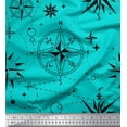 thumbnail image 1 of Soimoi Green Cotton Voile Fabric Direction Compass Nautical Print Sewing Fabric Yard 56 Inch Wide, 1 of 5