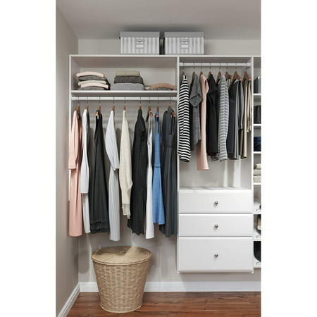 Easy Track - Dual Tower Closet Storage Organizer with Shelves and Drawers - White