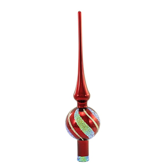 Sbk Gifts Holiday Garnet Swirls Tree Topper - 1 Tree Topper 10.50 Inch, Glass - Small Glitter Feather Tree 512783596