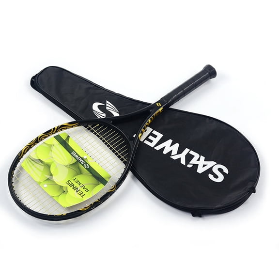 SALYWEE Golden Full Carbon Fiber Pro 27'' Tennis Racket 50-60lbs, 16×19 String Pattern