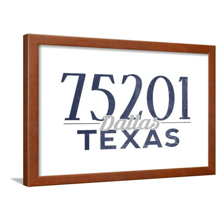 Dallas, Texas - 75201 Zip Code (Blue) Framed Print Wall Art By Lantern