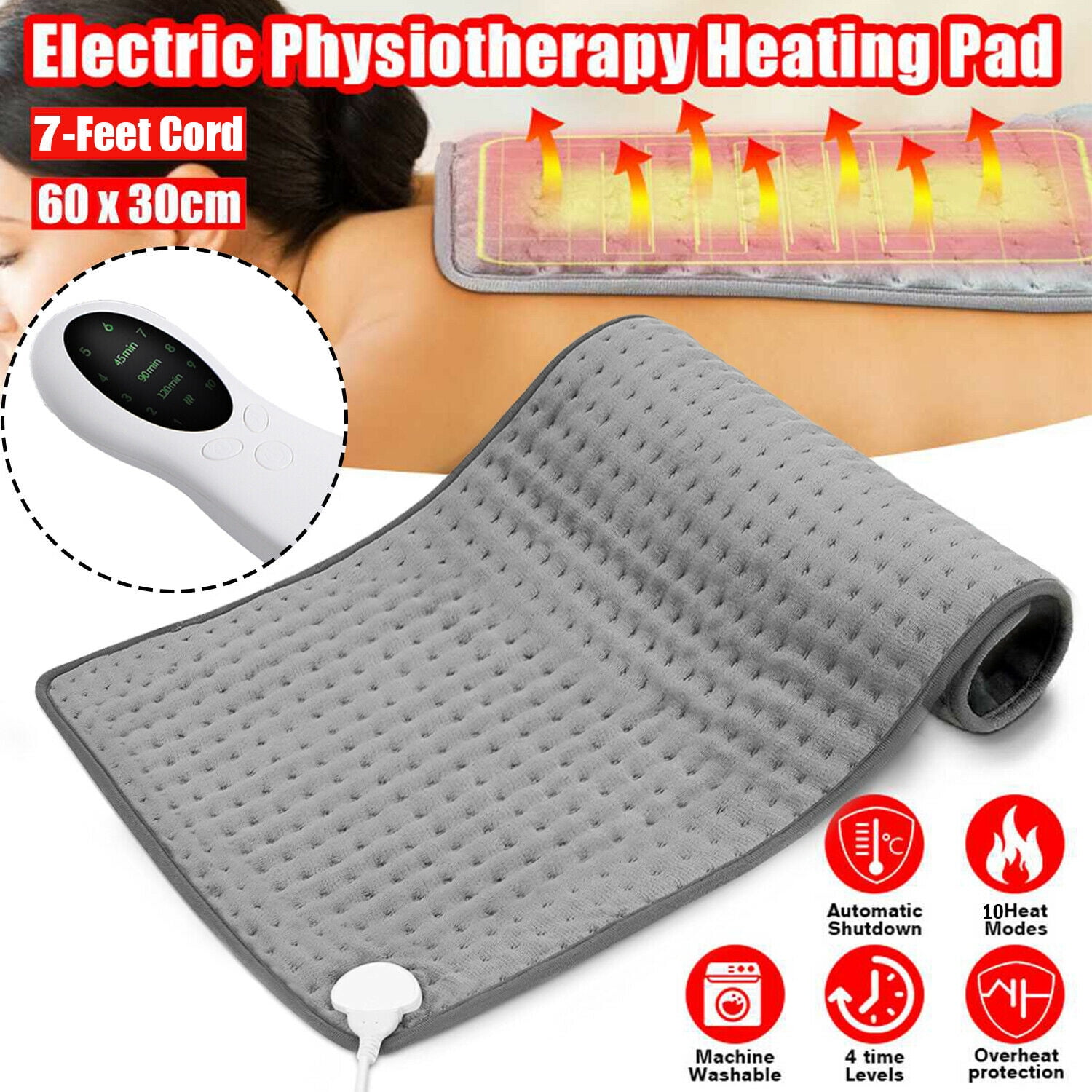 120V Washable Electric Blanket Heating Pad Auto Shut Off Heat Therapy