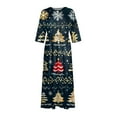 thumbnail image 5 of Christmas Dresses for Women Ladies Fashion Christmas Print Lapel Button-Down Seven-Quarter Cuff Strap-Up Dress for Christmas Party,Gold,XL, 5 of 5