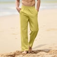 thumbnail image 2 of Betivan Men's Linen Yoga Pants Solid Color Loose Fit Multi Pockets Elastic Waist Breathable Lightweight Casual Workout Daily Long Trousers, 2 of 8