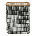 thumbnail image 4 of Household Essentials Bamboo Rimmed Rectangular Krush Hamper with Cutout Handles, Black and White, 4 of 9