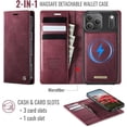 thumbnail image 3 of Case for iPhone 17 Pro, PU Leather Wallet Flip Case with Card Holder RFID Blocking, Magnetic Detachable Shockproof Phone Cover Wireless Charging Compatible for iPhone 17 Pro (6.3 inch), 3 of 9