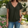 thumbnail image 2 of TTUHYWXI Women's Casual Summer T Shirts Short Sleeve V Neck Tops Tshirts (Army Green, XXL), 2 of 5