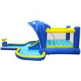 thumbnail image 5 of 6 in 1 Inflatable Slide Water Park, Trampoline Bouncing House for Kids, Outdoor Garden with Dolphin Sprinkler & Target Games & Water Gun & Basketball, 5 of 8