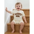 thumbnail image 6 of BemeyourBBs Newborn Baby Girls Daddy's Girl Outfits Summer Clothes Waffle Knit Letter Embroidery Short Sleeve Romper and Elastic Waist Shorts Set, 6 of 9