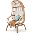 thumbnail image 3 of Craftian Egg Chair, Wicker Outdoor Patio 360° Swivel Lounge Chair, 400lb Capacity Rotating Basket Chair - Beige, 3 of 10