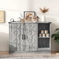 thumbnail image 2 of Cat Litter Box Cabinet with Power Outlet, Modern Litter Box Furniture for Large Automatic Litter Boxes, Hidden Litter Box Enclosure with Litter Catcher, Adjustable Storage Shelves, Gray, 2 of 11