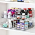 thumbnail image 4 of 2 Tier Clear Organizer with Dividers for Cabinet, Shlef, Counter - MultiUse Slide-Out Storage Container - Kitchen, Pantry, Medicine Cupboard Bins, Bathroom, Vanity Makeup, Under Sink Organizing, 4 of 9